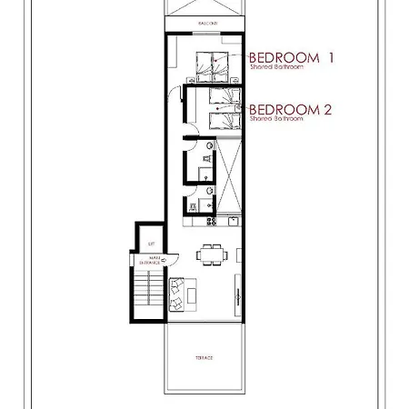 F12 1, Private Two Single Beds Shared Bathroom In Shared Flat Msida