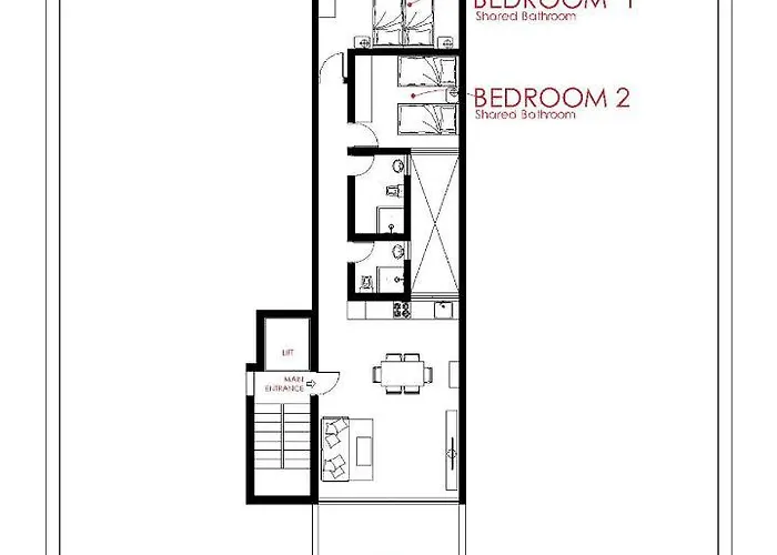 F12 1, Private Two Single Beds Shared Bathroom In Shared Flat Msida